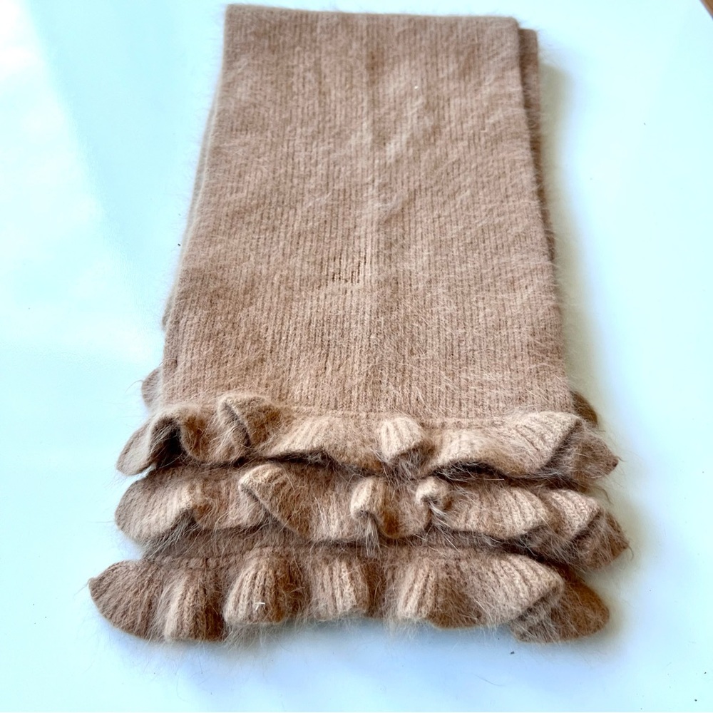 Angora Scarf Beige Taupe Tan Fluffy and Soft